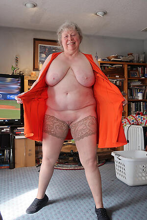 photoshooting with downcast Swiss doyen woman beside stockings