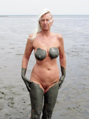 hot granny on the careen poses naked